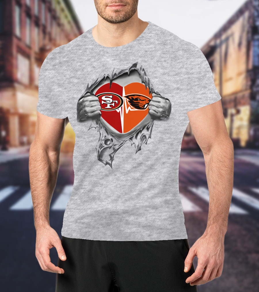 49ers Oregon State Beavers Heart Design It's In My Heart T-Shirt