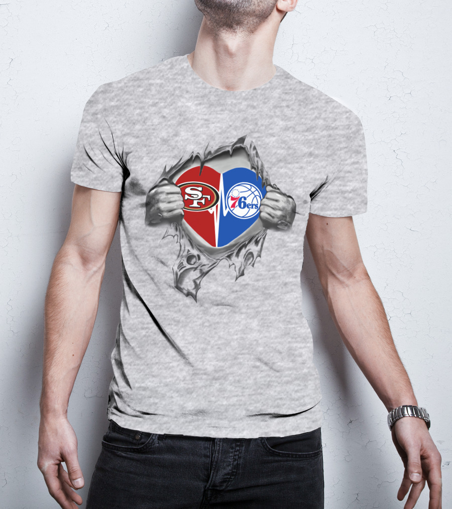49ers 76ers Heart Showcasing Loyalty T-Shirt