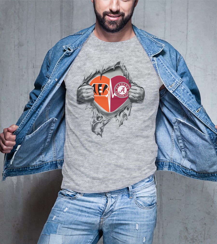 Bengals Alabama Crimson Tide Heart T-Shirt