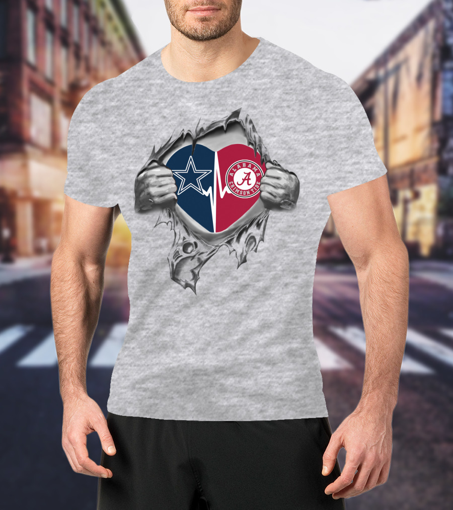 Cowboys Alabama Crimson Tide Heart Inside With Star T-Shirt