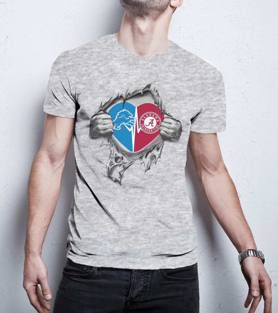 Lions Alabama Crimson Tide Heart T-Shirt