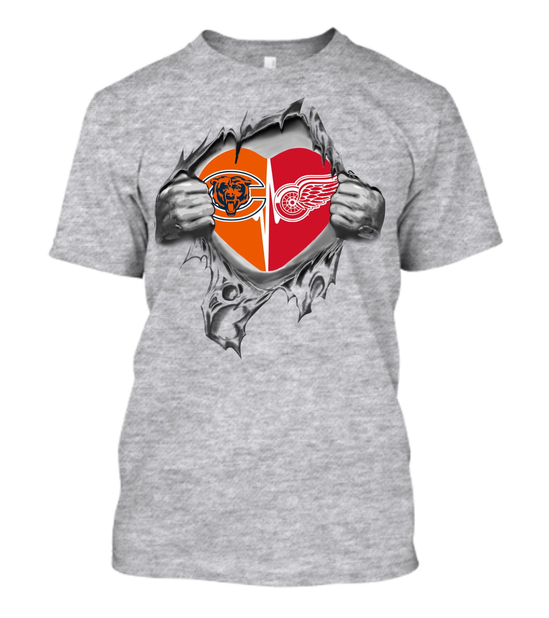 Chicago Bears And Detroit Red Wings Heart T-Shirt
