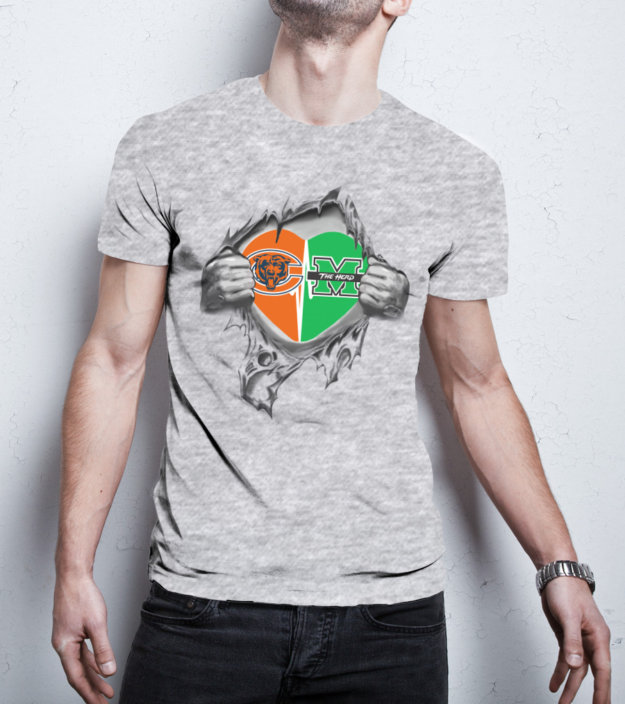 Bears Thundering Herd Heart Logo Breakthrough T-Shirt