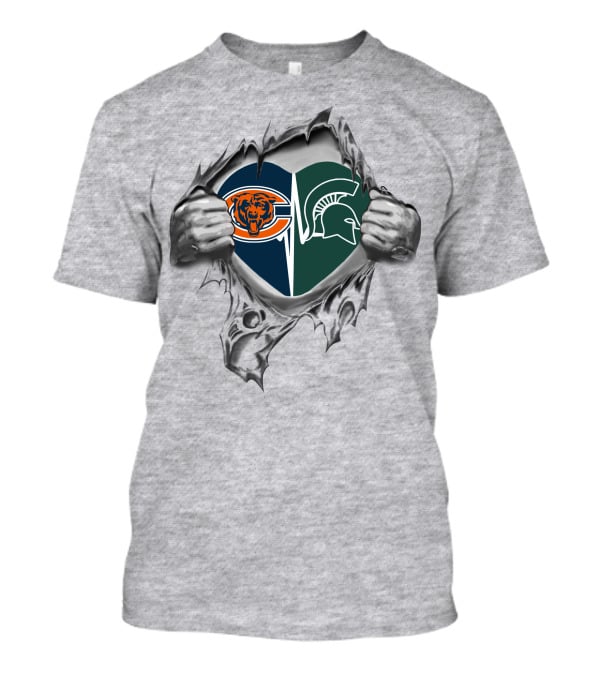 Bears Michigan State Spartans Heart Logo Combination T-Shirt