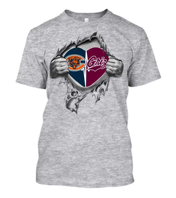 Bears Griz Heart Chicago Montana Grizzlies Fan Love T-Shirt