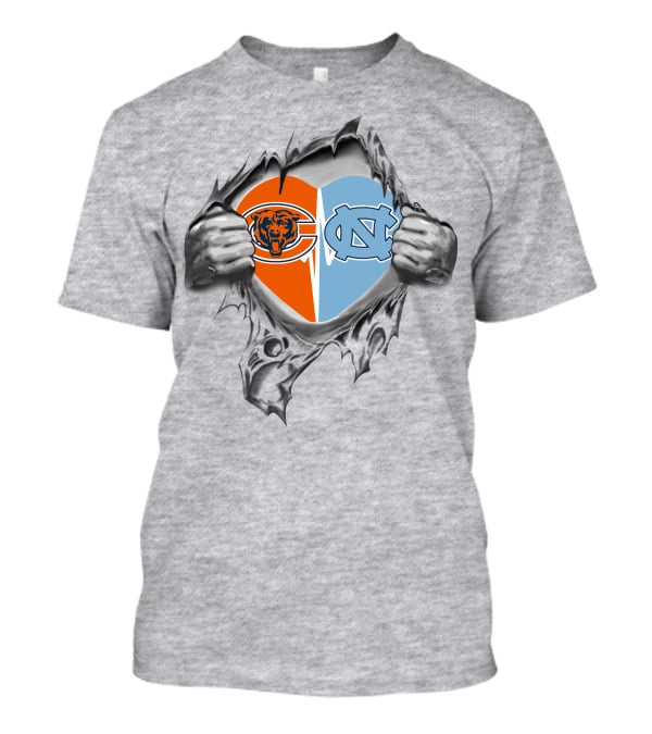 Bears North Carolina Tar Heels Heart Chicago Unc Logo Fan Passion T-Shirt