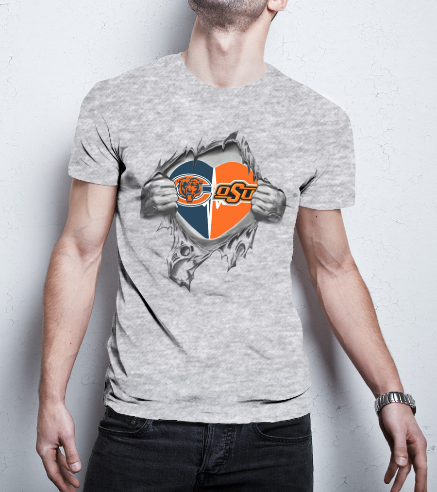 Bears Osu Cowboys Heart Split Fan Passion T-Shirt