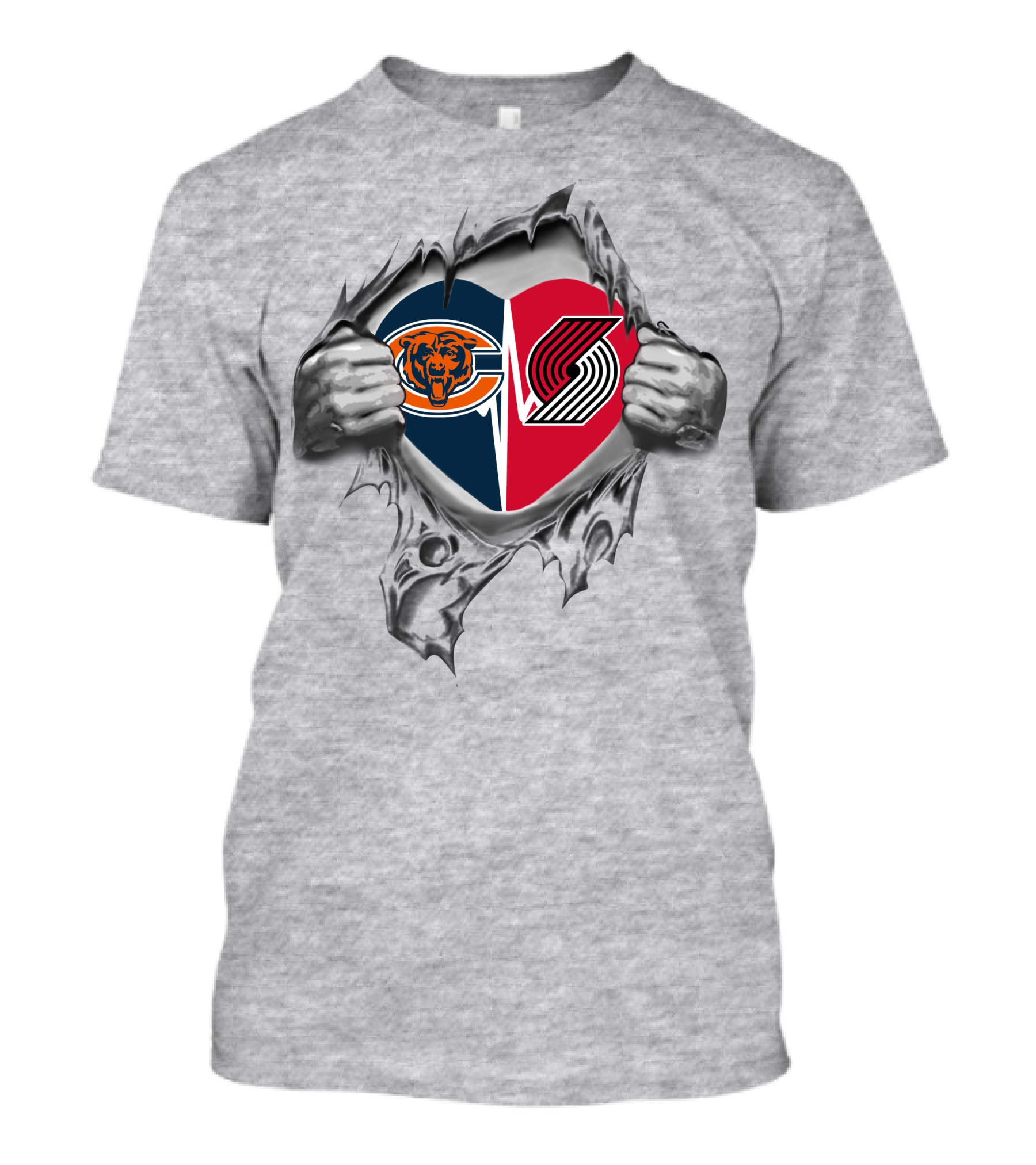 Bears Portland Trail Blazers Heart Design With Logos T-Shirt