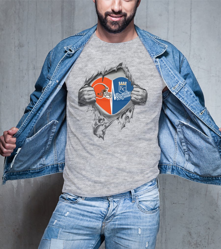 Browns Kansas City Royals Heart Helmet Logo Keeper T-Shirt