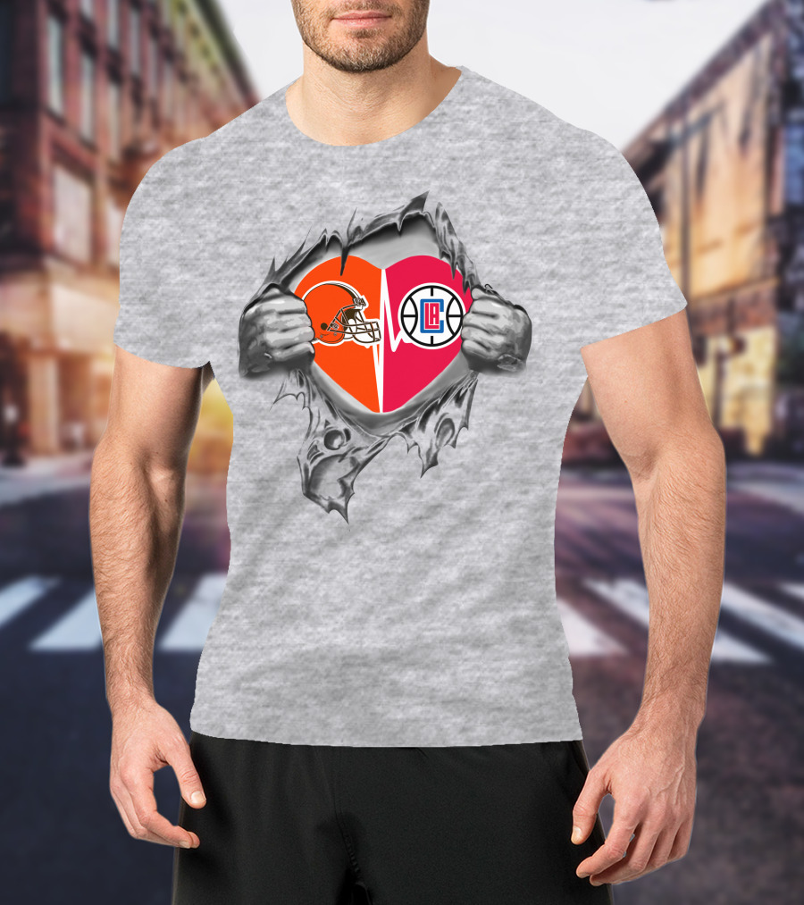 Browns La Clippers Heart Helmet T-Shirt