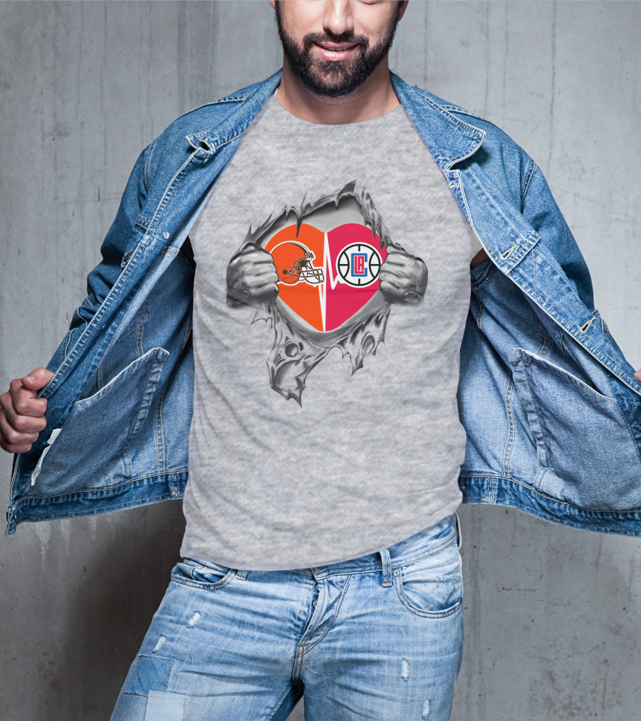 Browns La Clippers Heart Helmet T-Shirt