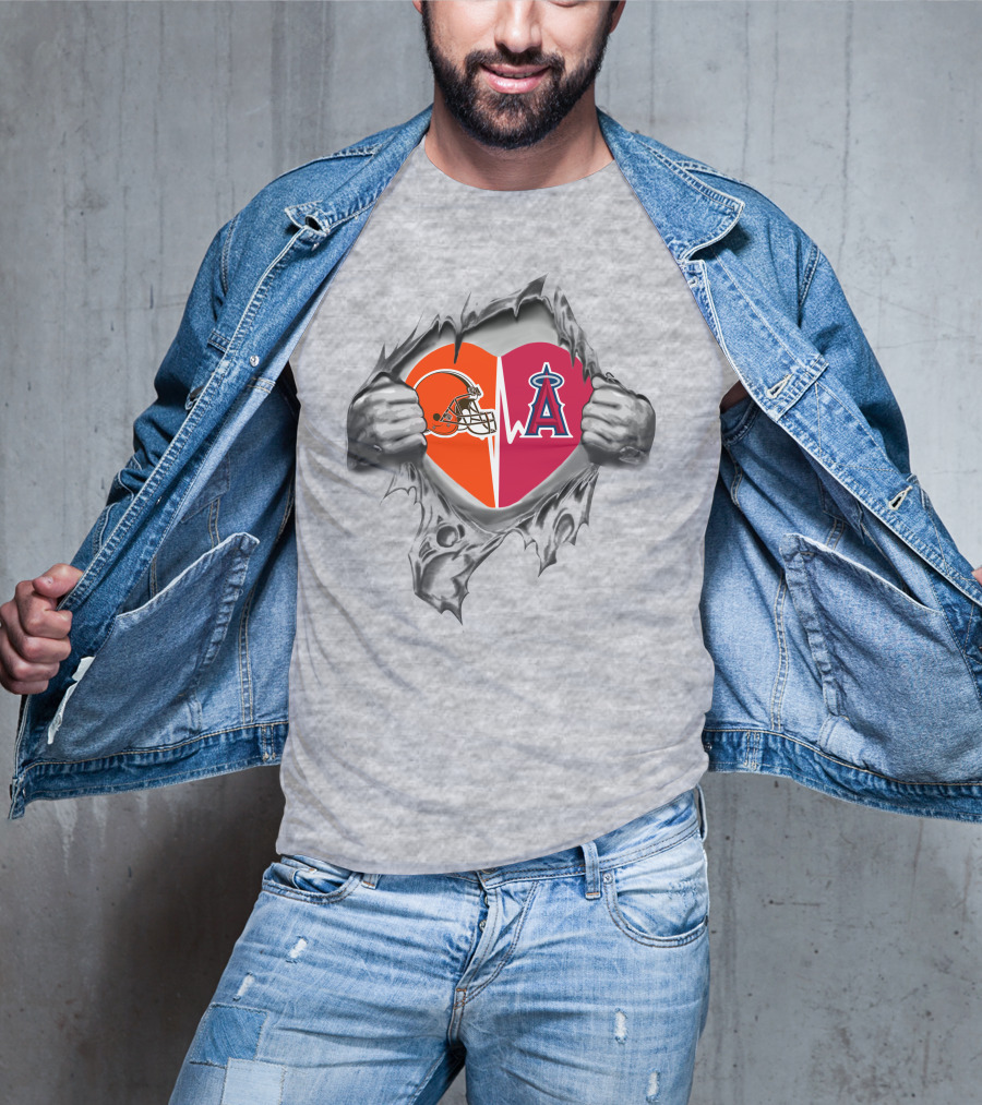 Browns And Los Angeles Angels Heartbeat T-Shirt