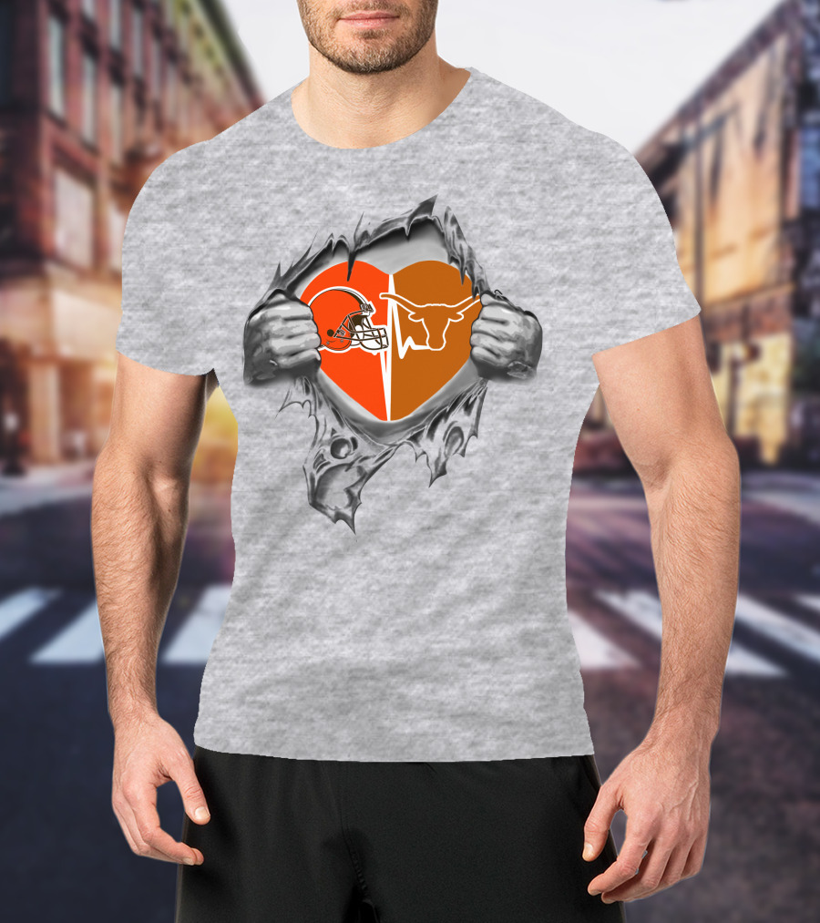 Browns Texas Longhorns Heart Inside Football Passion T-Shirt
