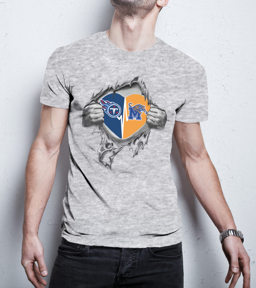 Tennessee Titans Memphis Tigers Heart T-Shirt