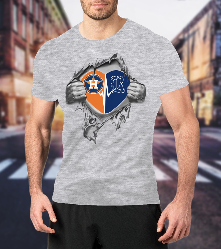 Houston Astros Rice Owls Heartbeat Fusion T-Shirt