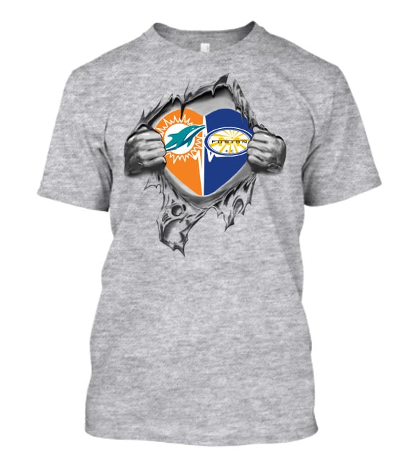 Miami Dolphins And Miami Fusion Heart Design 26 It's In My Heart T-Shirt