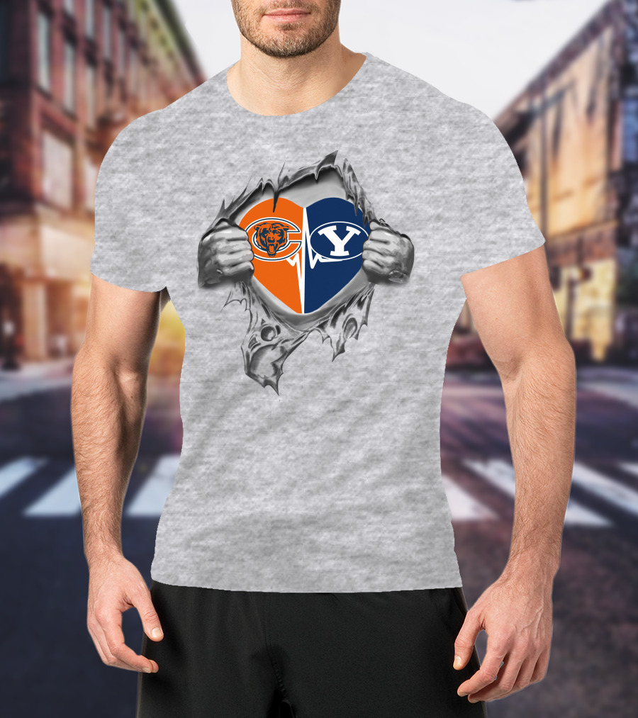 Chicago Bears Byu Cougars Heart T-Shirt