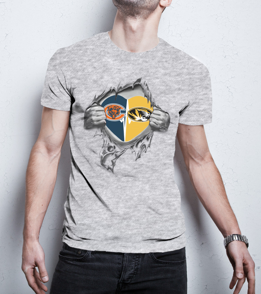Chicago Bears Missouri Tigers Heart T-Shirt