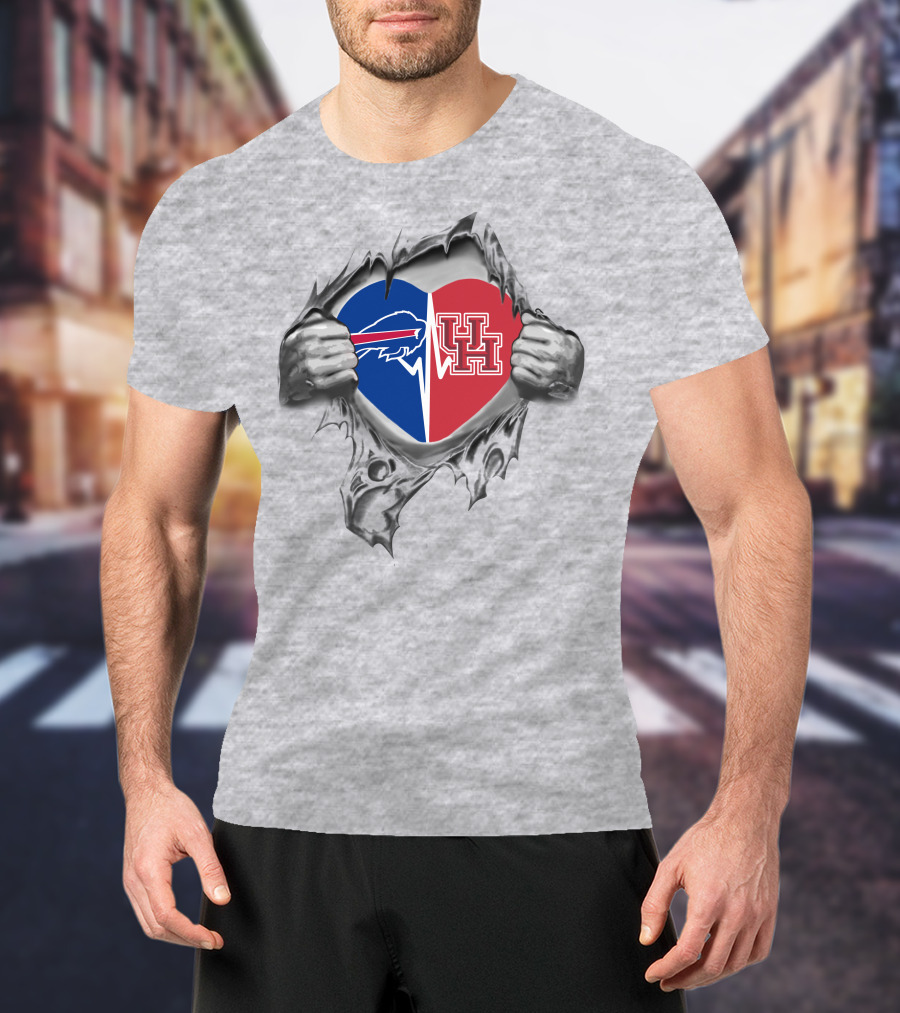 Bills Houston Cougars Heartbeat Passion Ultimate Fan Pride T-Shirt