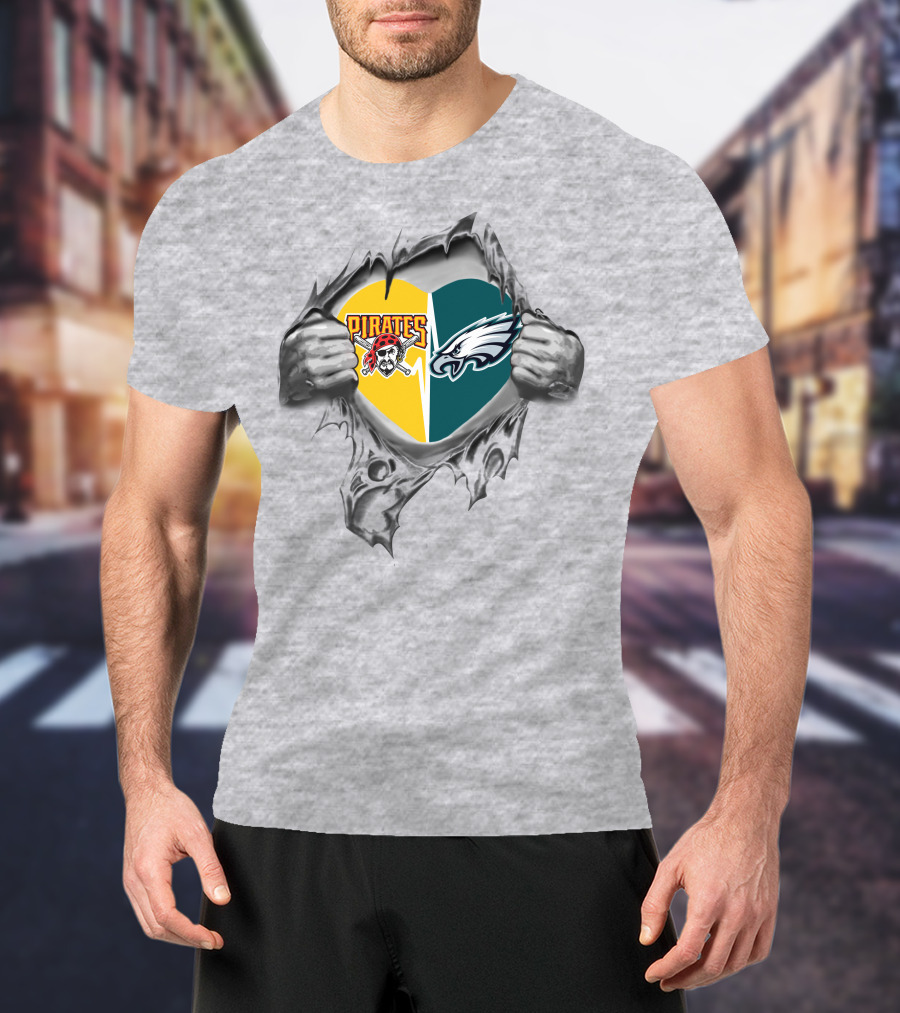 Eagles Pirates Heart Logo Showing True Loyalty T-Shirt