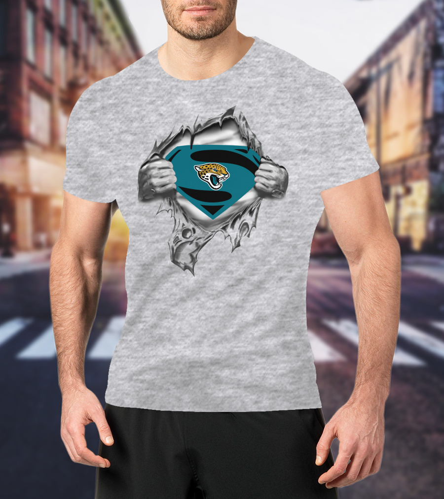 Jacksonville Jaguars Superman Logo Emblem Tear-Through T-Shirt