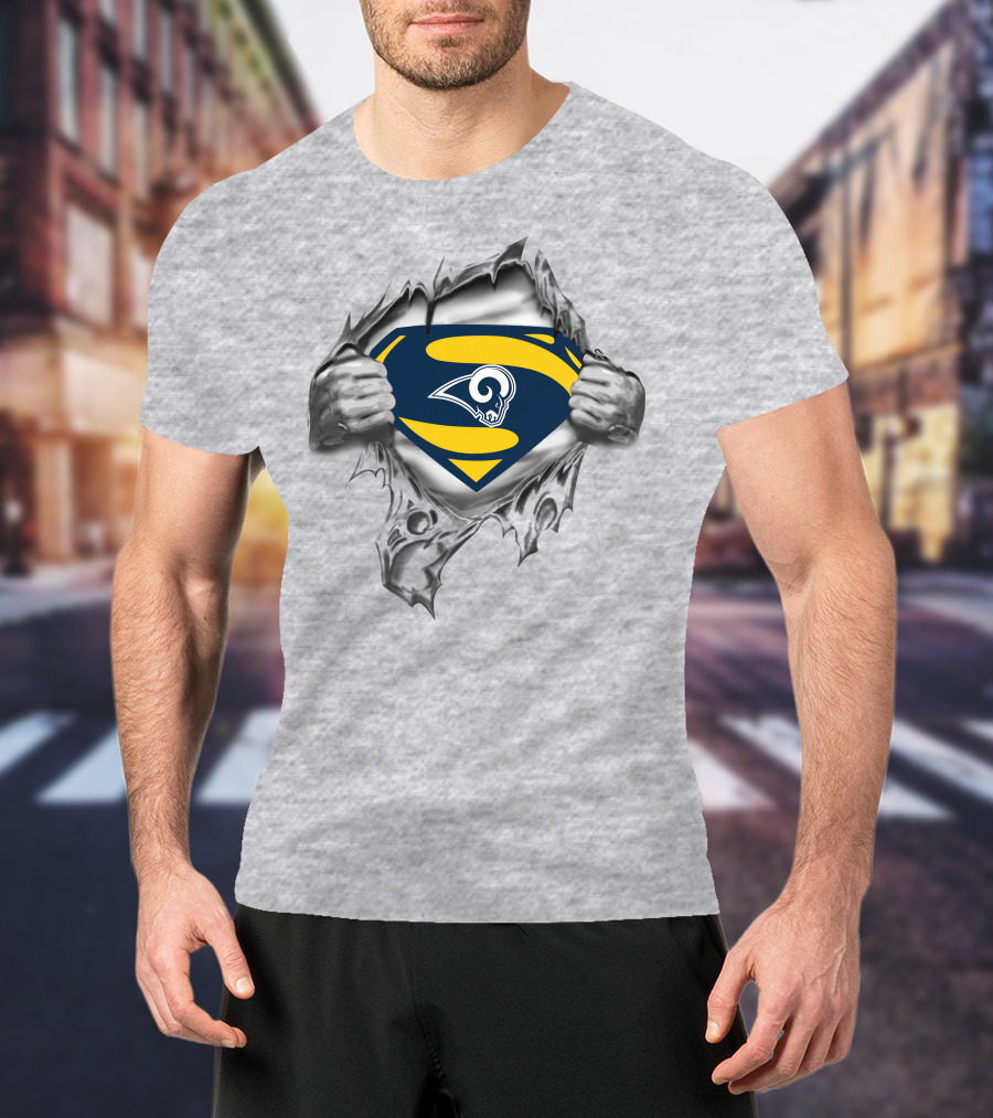 Los Angeles Rams Superman Logo Burst T-Shirt