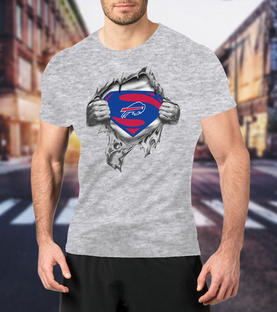 Buffalo Bills Superman Logo Chest Rip T-Shirt