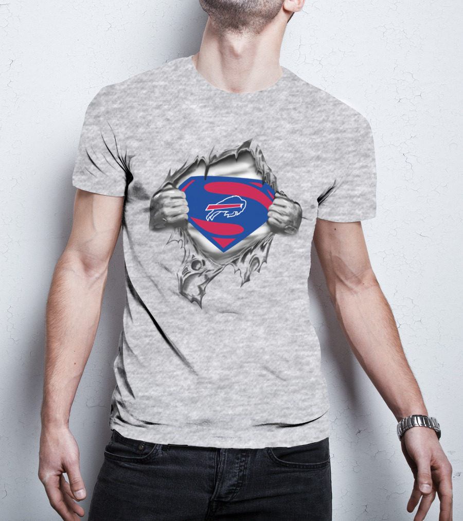 Buffalo Bills Superman Logo Chest Rip T-Shirt