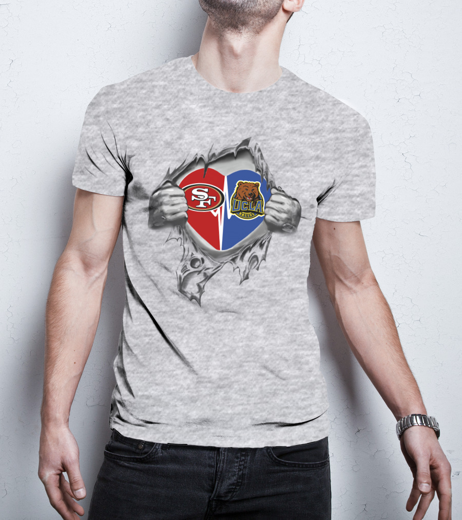49ers UCLA Bruins Heart SF Logo Bruins Bear T-Shirt