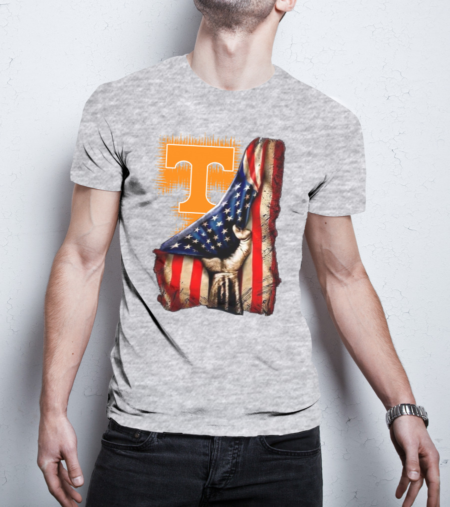 Tennessee Volunteers T Logo American Flag Fist T-Shirt