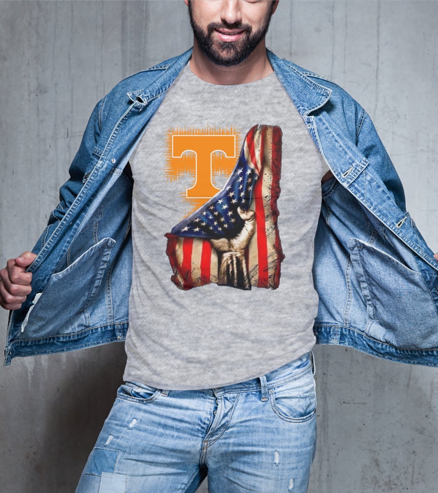 Tennessee Volunteers T Logo American Flag Fist T-Shirt