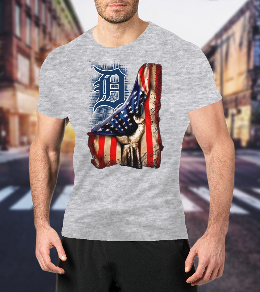 Detroit Tigers American Flag Patriotic Design 230 T-Shirt