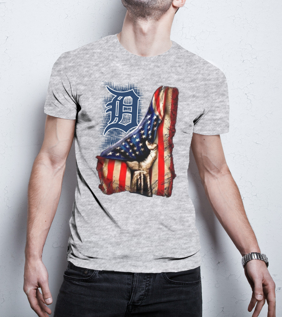 Detroit Tigers American Flag Patriotic Design 230 T-Shirt