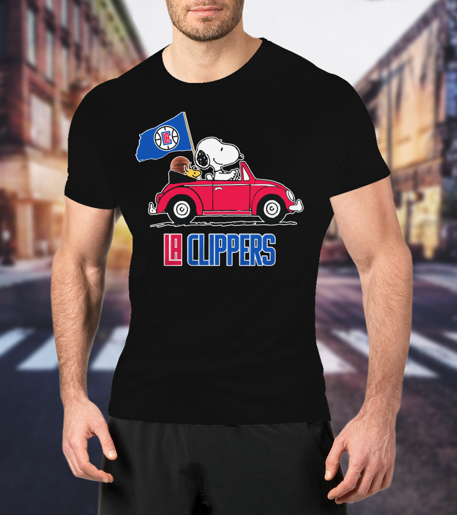 LA Clippers Snoopy Ride Car Basketball Peanuts T-Shirt