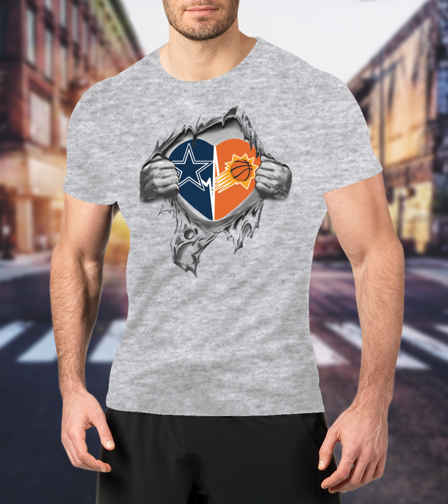 Cowboys Phoenix Suns Heart Ripped T-Shirt