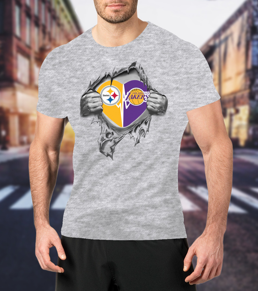 Steelers Los Angeles Lakers Heart T-Shirt