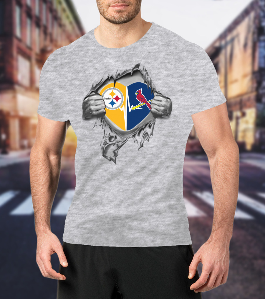 Steelers St Louis Cardinals Heartbeat Emblem T-Shirt