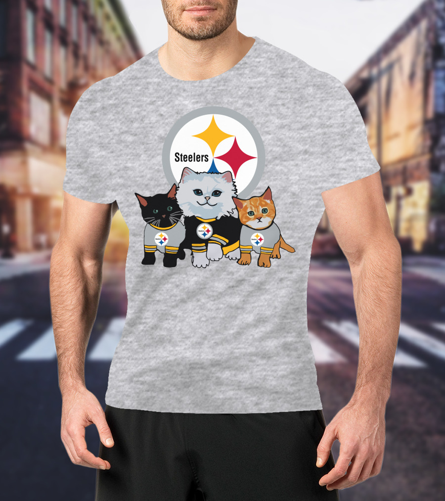 Pittsburgh Steelers Cats Trio With Team T-Shirt