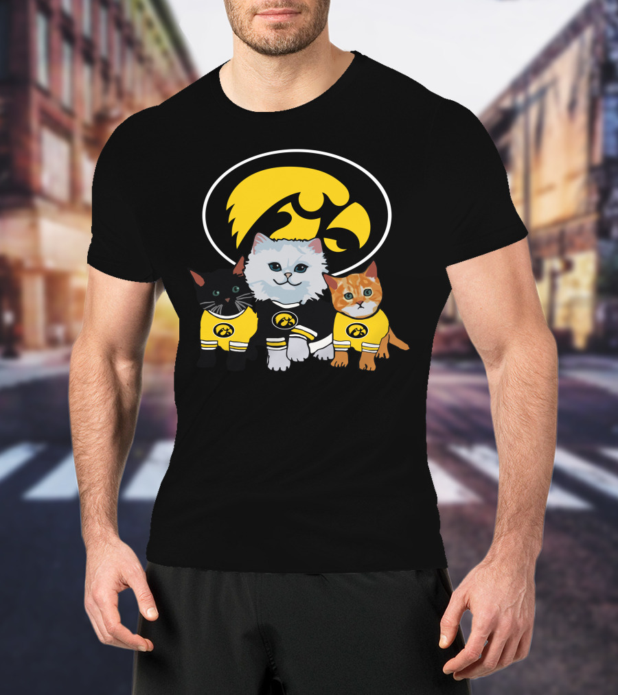 Iowa Hawkeyes Cute Cats Trio With Team T-Shirt