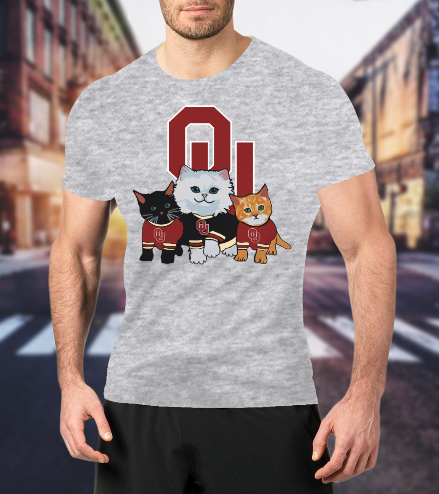 Oklahoma Sooners Cats In Team Jerseys With OU T-Shirt