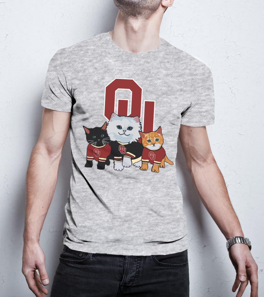 Oklahoma Sooners Cats In Team Jerseys With OU T-Shirt