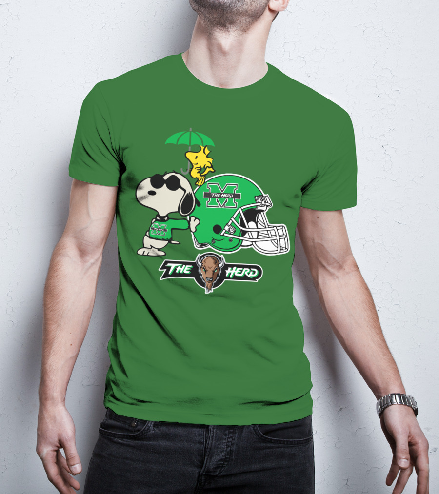 Marshall Thundering Herd Snoopy The Herd Football Helmet Woodstock Umbrella T-Shirt