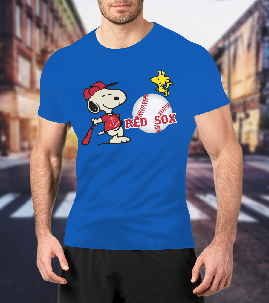 Snoopy Woodstock Boston Red Sox Baseball Peanuts T-Shirt