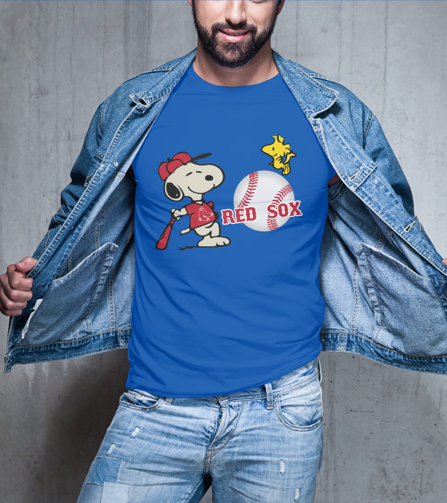 Snoopy Woodstock Boston Red Sox Baseball Peanuts T-Shirt