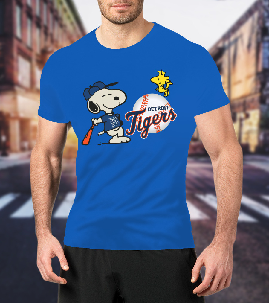 Detroit Tigers Snoopy Woodstock Baseball T-Shirt