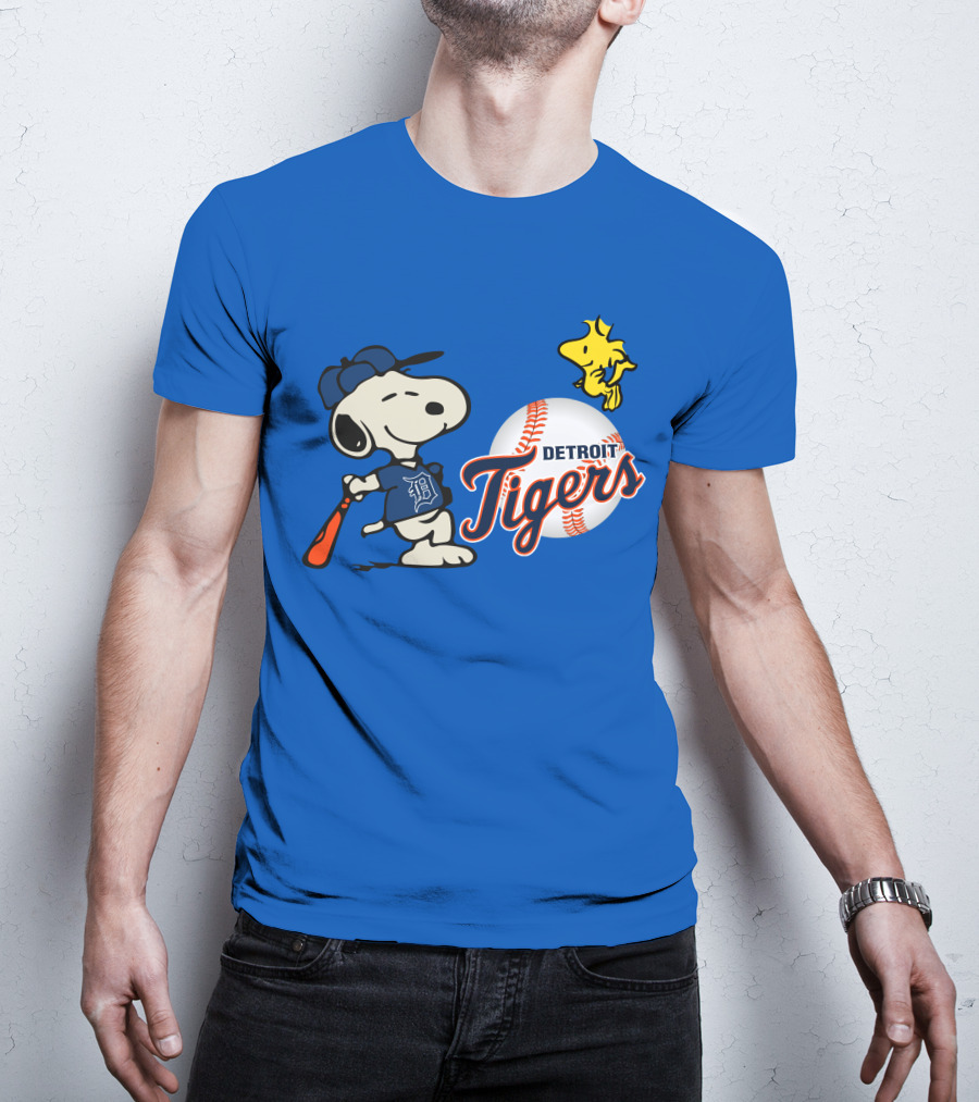 Detroit Tigers Snoopy Woodstock Baseball T-Shirt