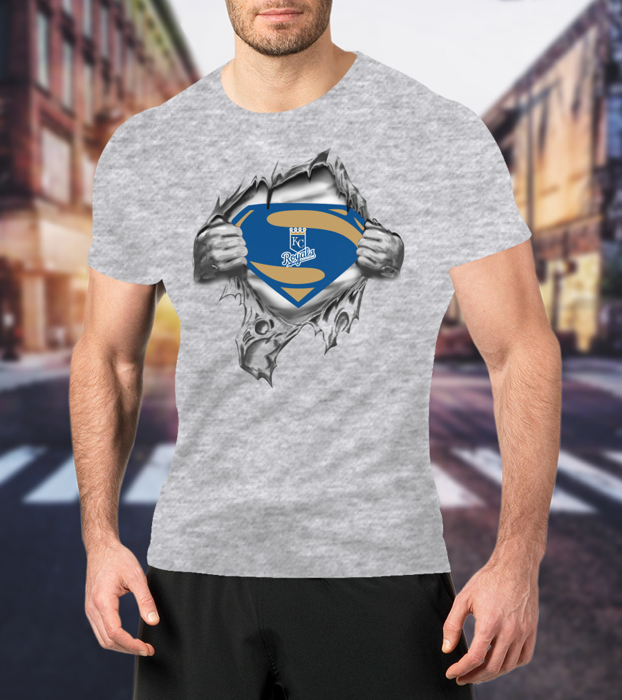 Kansas City Royals Superman Logo In Torn T-Shirt