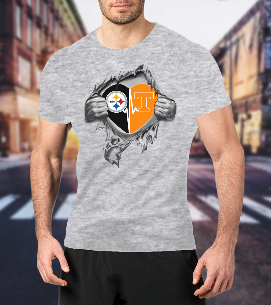 Steelers Tennessee Volunteers Heart T-Shirt