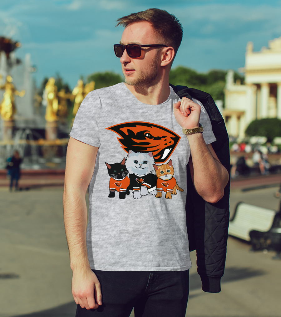 Oregon State Beavers Cats In Team Jerseys T-Shirt