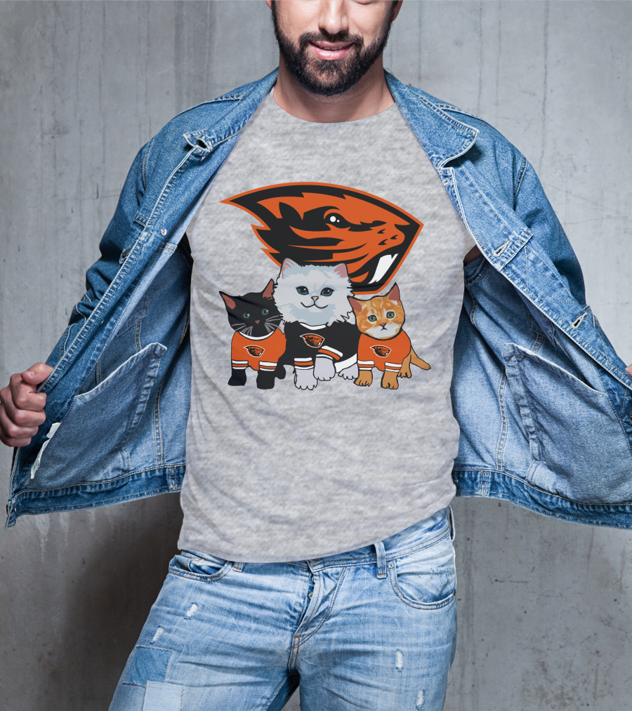 Oregon State Beavers Cats In Team Jerseys T-Shirt
